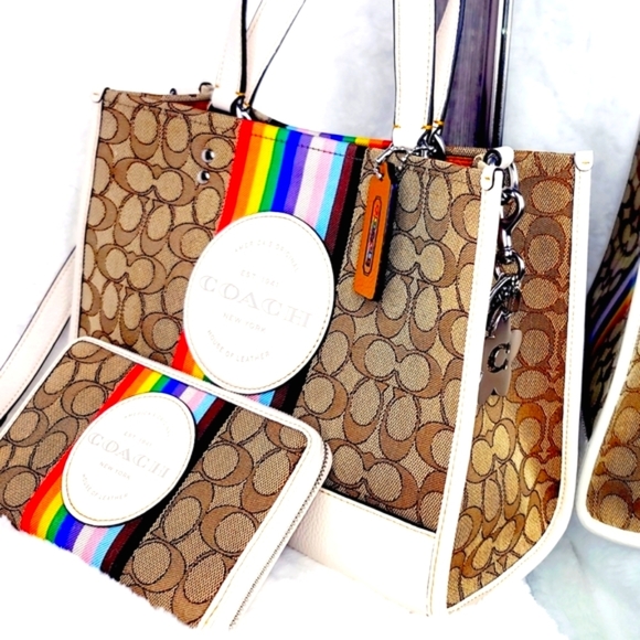 3 PCS COACH SET Handbag Purse Bag Shoulder Bag Wallet Wallet Charm NWT Matching - Picture 3 of 15